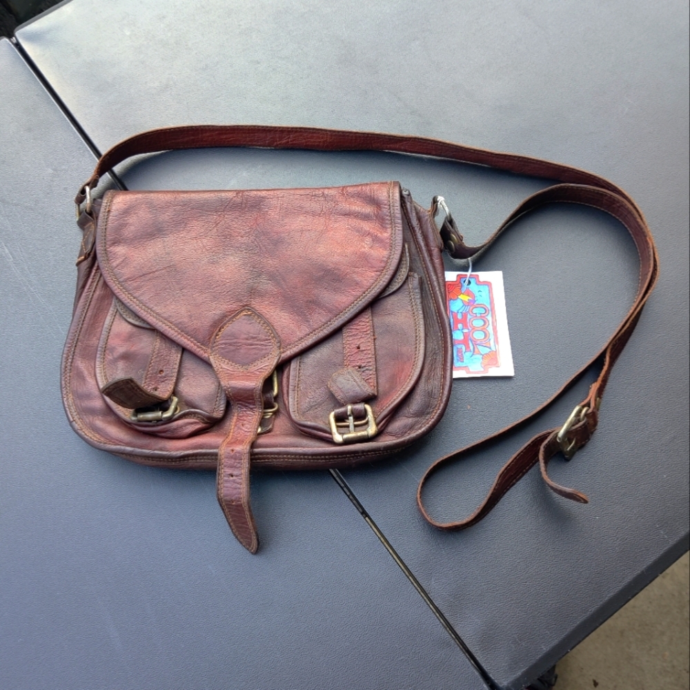 Waxed leather satchel